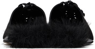 Black Pointed-Toe Faux-Fur Slippers