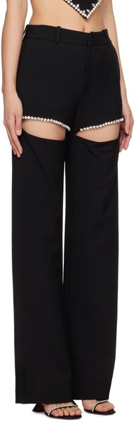 Black Crystal Slit Trousers