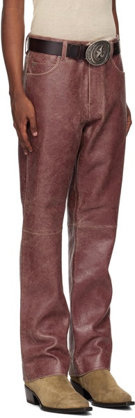 Burgundy Crackle Leather Pants