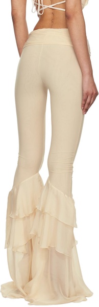 Beige Ruffle Trousers