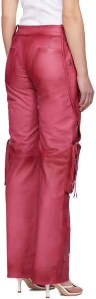 Pink Spiral Leather Cargo Pants