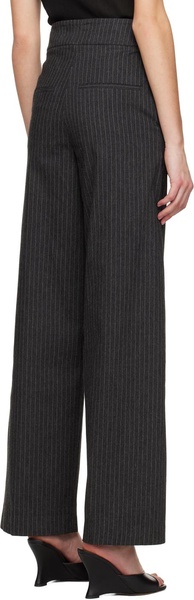 Gray Curved Stitched Trousers