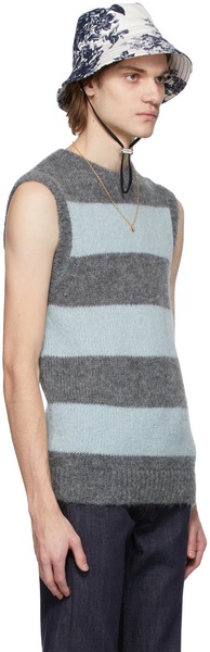 Grey & Blue Mohair Ethan Vest