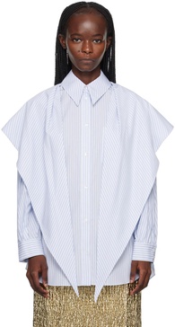 Blue & White Pointed Collar Shirt