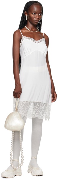 White Lace Trim Midi Dress