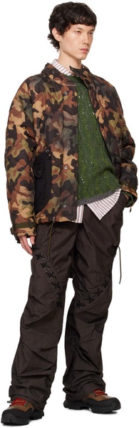 Green Multi-Pocket Camouflage Quilted Jacket