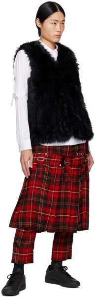 Black V-Neck Faux-Fur Vest