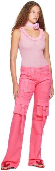 Pink Cinch Strap Cargo Pants