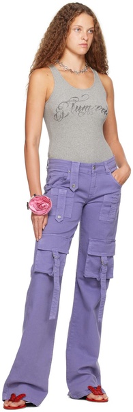 Purple Cinch Strap Cargo Pants