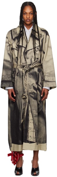 Beige & Black 'The Trompe-lœil' Trench Coat