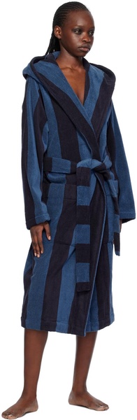 Black & Navy Hooded Bathrobe