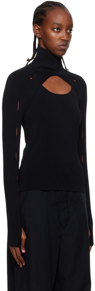 Black Slash Turtleneck & Tank Top Set