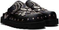 Black Eyelet Metal Sabot Slippers