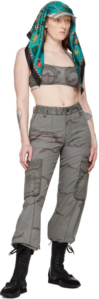 Regenerated wide-leg cargo trousers