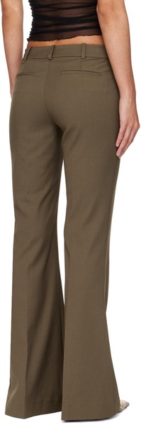 Khaki Teri Bootleg Trousers