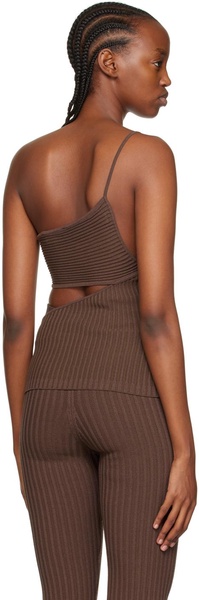 Brown One-Shoulder Tank Top