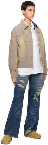 Beige Carid Denim Jacket