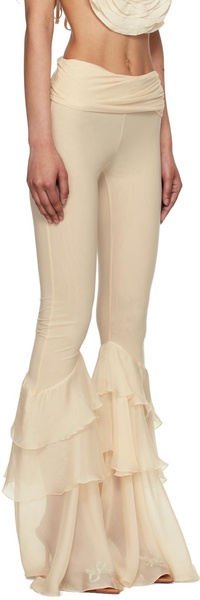 Beige Ruffle Trousers