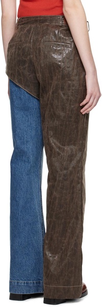 Brown & Blue Lance Faux-Leather Trousers