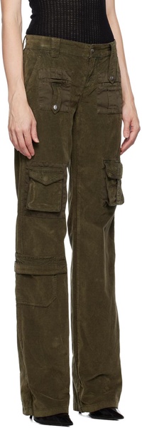 Green Straight-Leg Cargo Pants