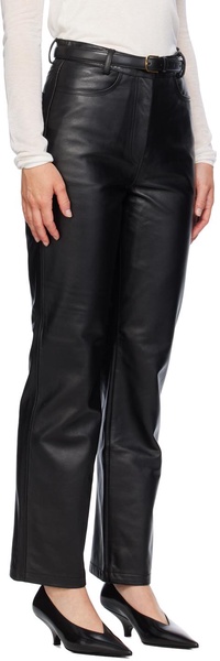 Black Straight Leather Pants