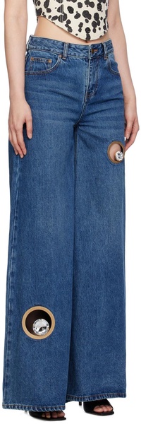 Crystal Eyelet wide-leg jeans