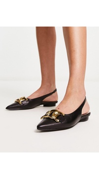 RAID flat shoes with gold buckle in black