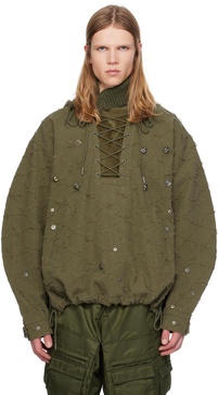 Khaki Lace-Up Hoodie