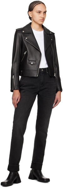 Black Baya Leather Biker Jacket