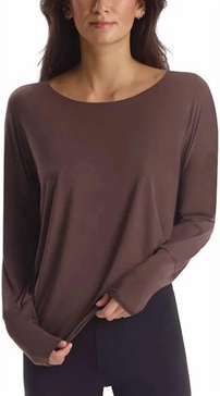 butter long sleeve oversized tee in seal