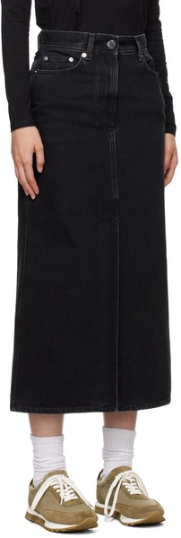 Black Rona Denim Midi Skirt