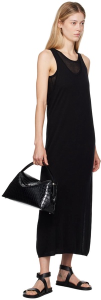 Black T-Lock Top Handle Croco Bag