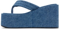 Blue Denim Branded Wedge Sandals