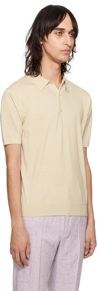 Beige Spread Collar Polo