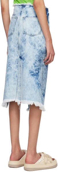 Blue Acid Wash Denim Midi Skirt