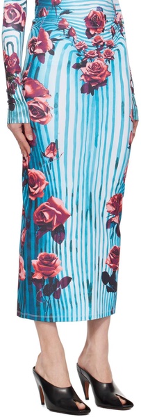 Blue & Red Flower Body Morphing Maxi Skirt