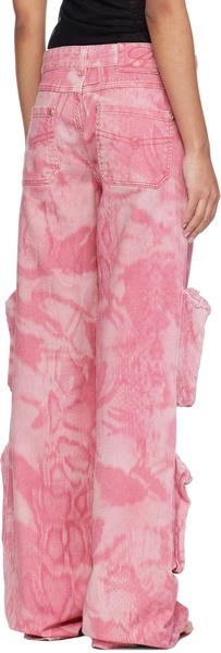 Pink Camouflage Denim Cargo Pants