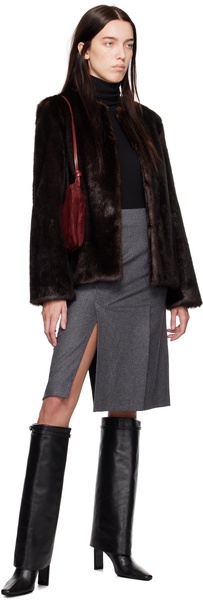 Brown Calista Faux-Fur Jacket