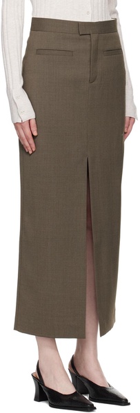 Brown Tailored Maxi Skirt