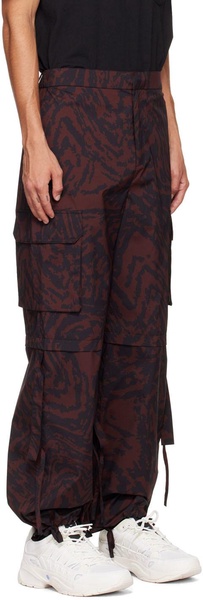 Burgundy Printed Cargo Pants