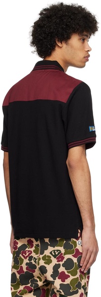 Black & Burgundy Paneled Polo