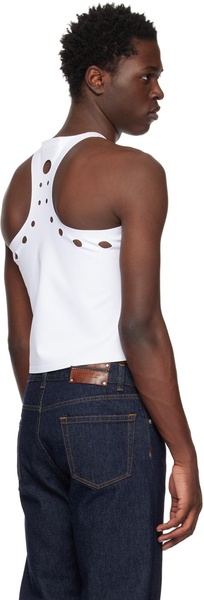 White Perforated Tank Top