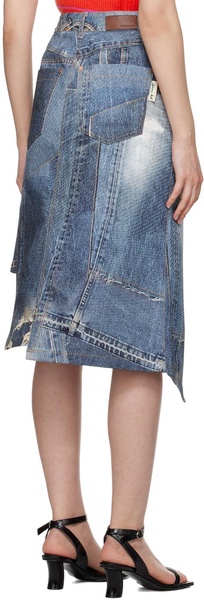 SSENSE Exclusive Blue Rework Denim Midi Skirt