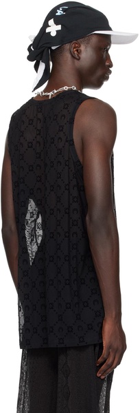 logo-flocked mesh tank top