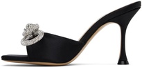 Black Double Bow Heeled Sandals