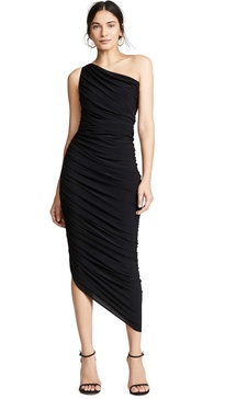 One-shoulder lamé midi dress