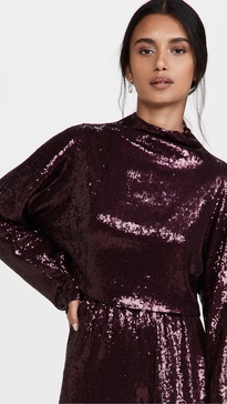 Lightweight Sequin High Cropped Relaxed Dolman Top