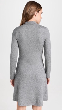 women's long sleeve short knit sweater dress silver dust