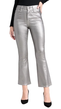 carson metallic high rise ankle jean in light grey