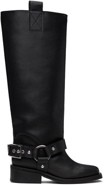 Black Under-Knee Biker Boots